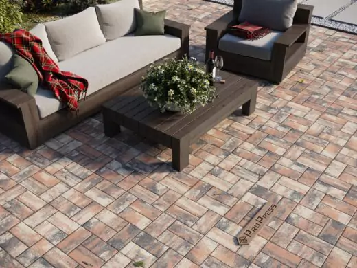 Тротуарная плитка Кирпичик №22 "Агат оранжевый", фактура гладкий, гранитная, мрамор, высота 40 мм, 60 мм, 80 мм